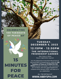 Celebrating 100 Tuesdays of Peace at 15 MINUTES FOR PEACE