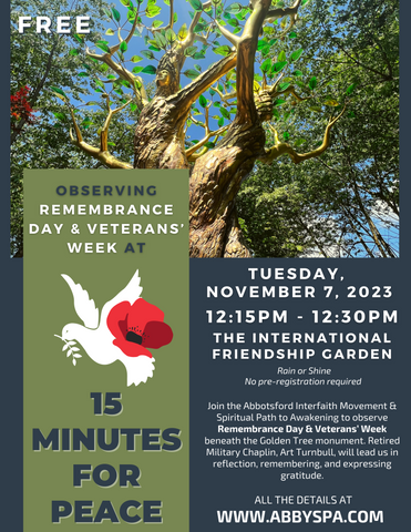 Observing Remembrance Day & Veterans' Week at 15 MINUTES FOR PEACE