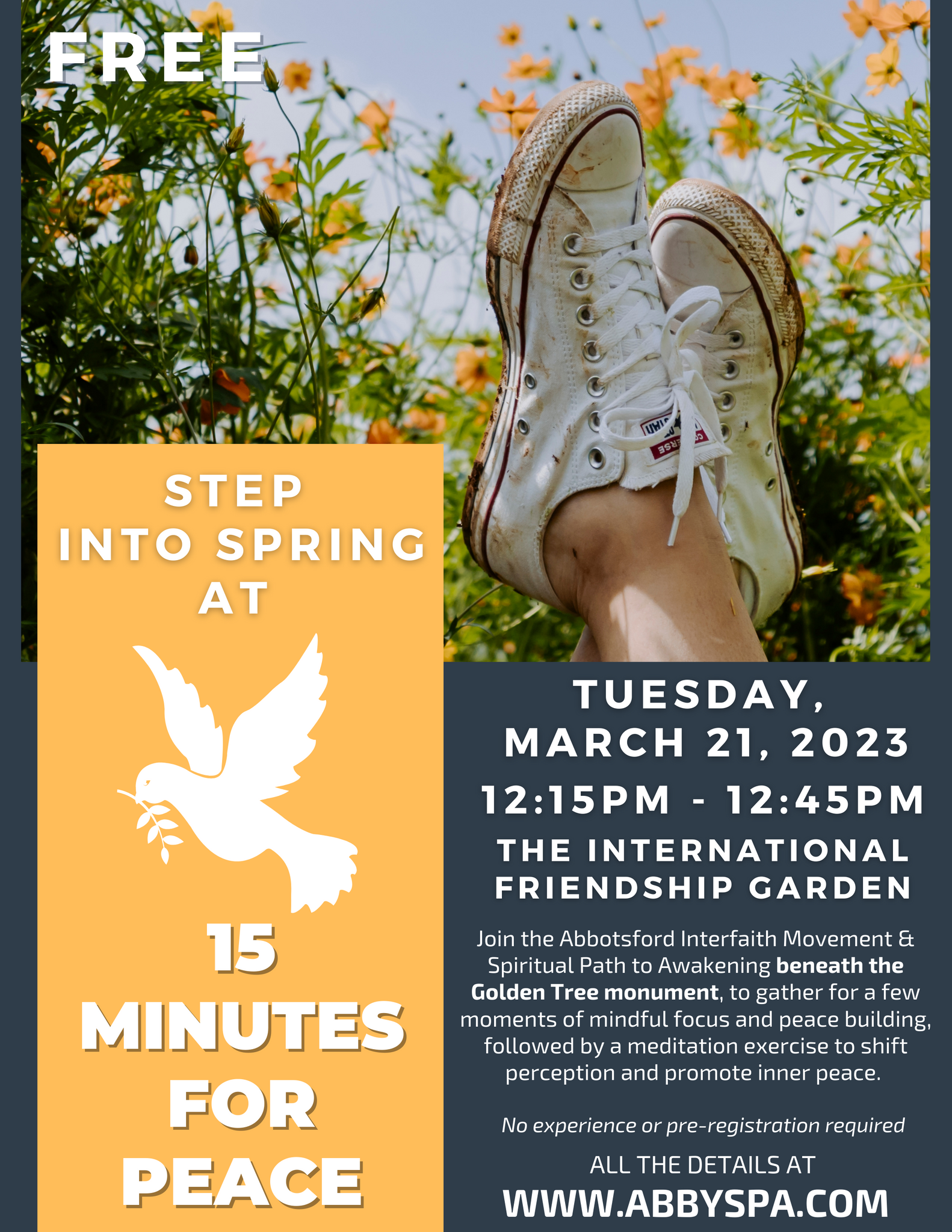 Step into Spring at 15 MINUTES FOR PEACE