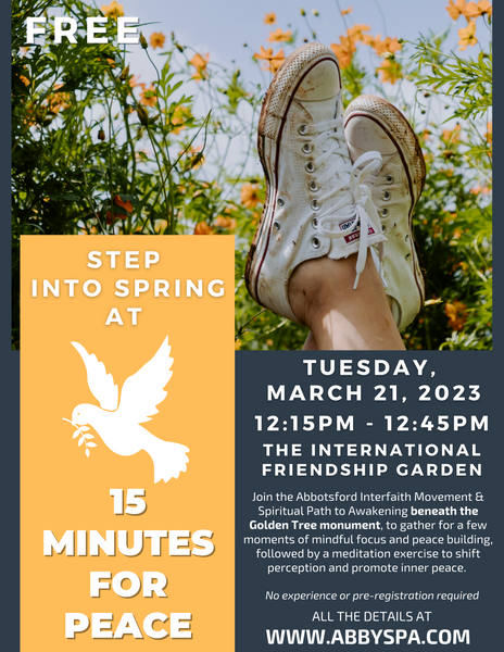 Step into Spring at 15 MINUTES FOR PEACE